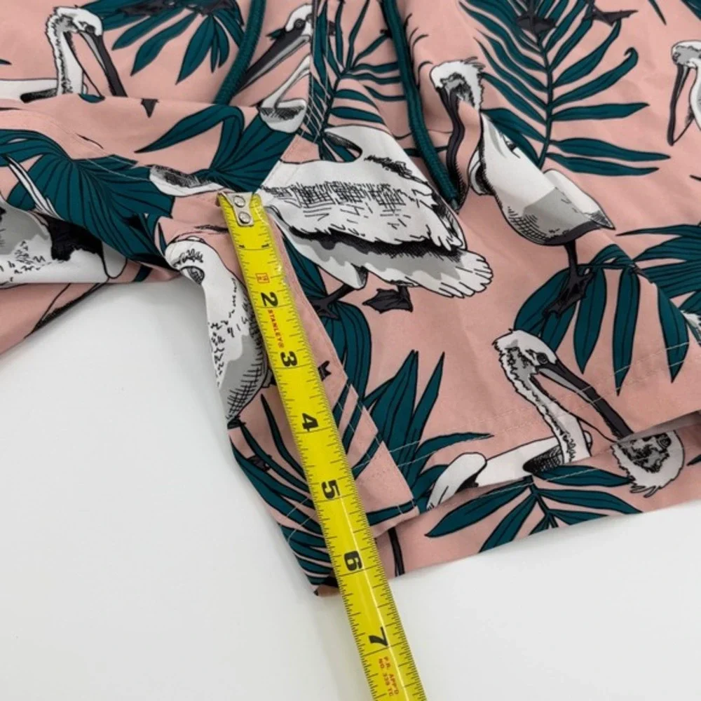 George tropical‎ Swim Trunks Pelican Palm Print Size M Pink Teal Beach Shorts